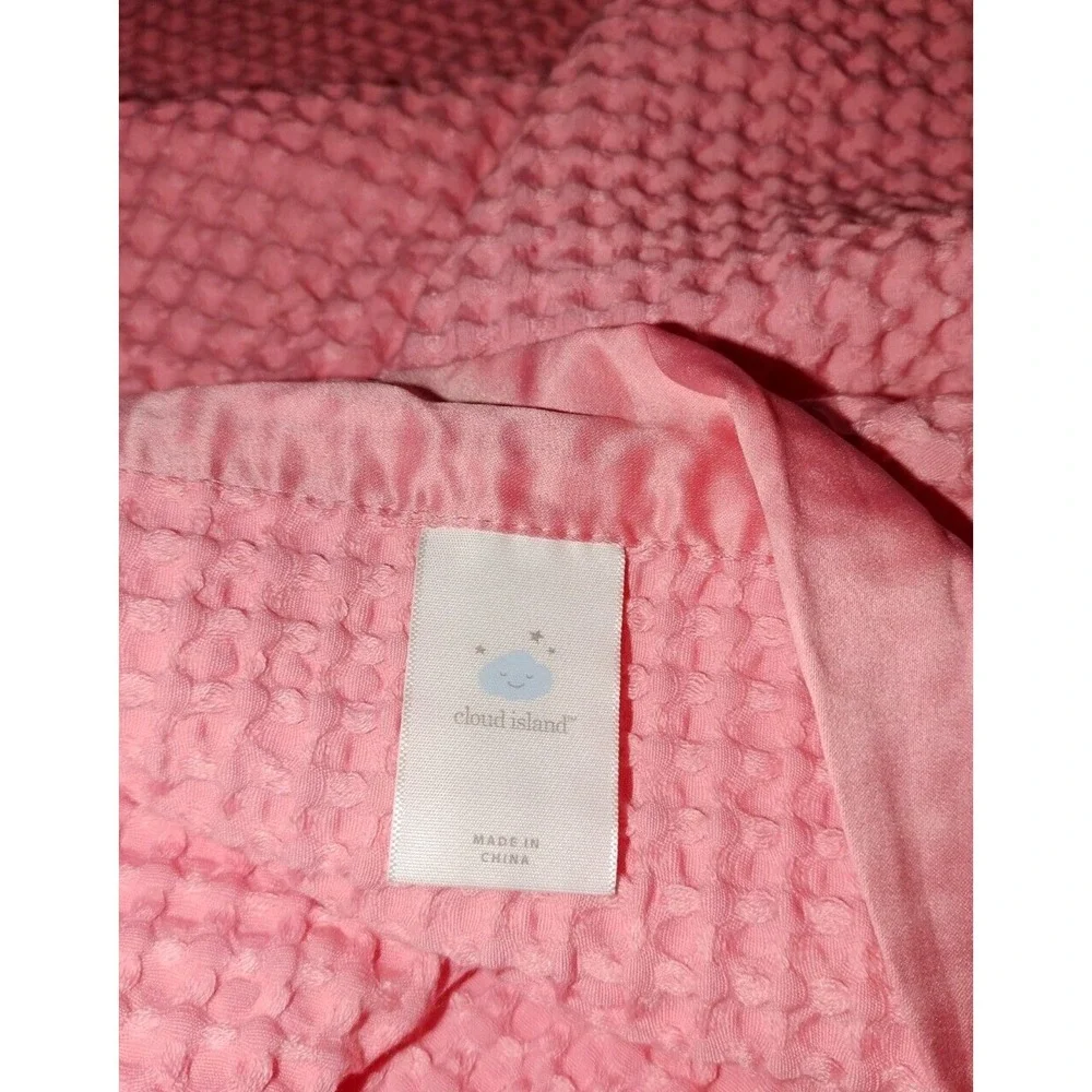 Cloud Island Solid Pink Thermal Baby Blanket Satin Target Coral Waffle Weave